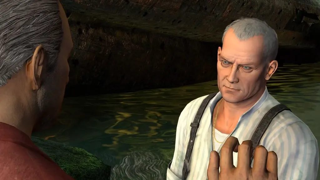No primeiro Uncharted, Roman é um mafioso para quem Sully deve dinheiro (Imagem: Reprodução/Naughty Dog)