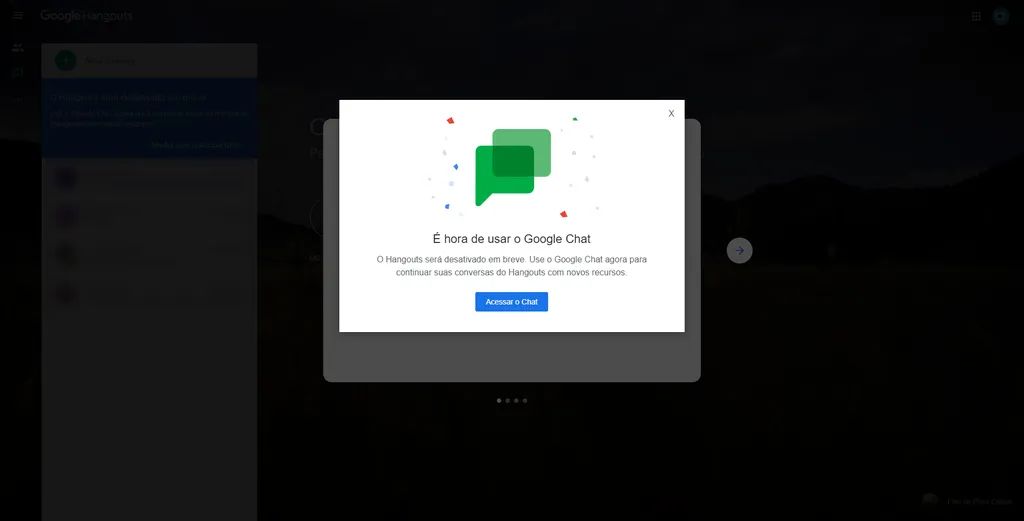O Google dá mais um passo para abandonar o Hangouts (Imagem: Captura de tela/Canaltech)