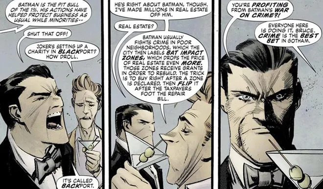 Sequência de HQ recente de Batman em que o roteirista usa "diferença de classe" (Imagem: Reprodução/DC Comics)