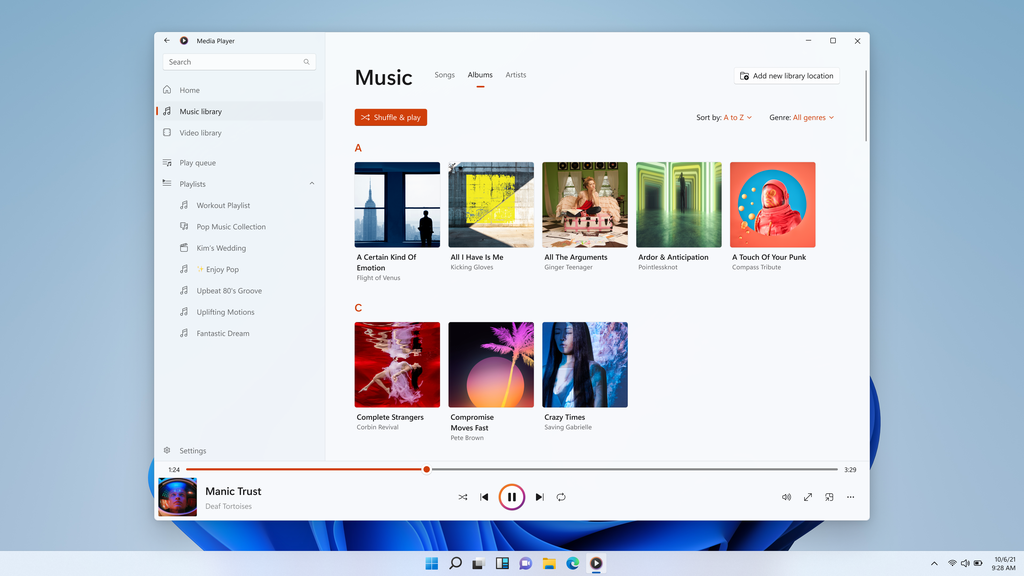 Novo Media Player abraça o visual do Windows 11, herda características do Groove Música e mais (Imagem: Divulgação/Microsoft)