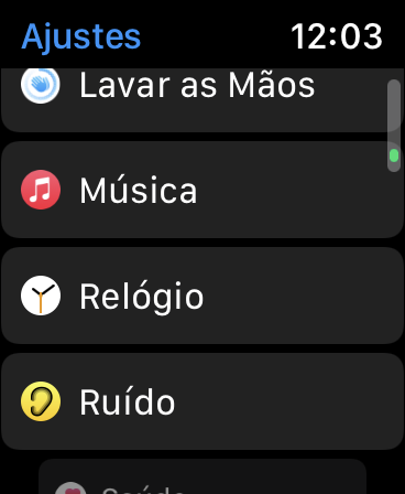 Entre nas opções do Relógio no Apple Watch - Captura de tela: Thiago Furquim (Canaltech)