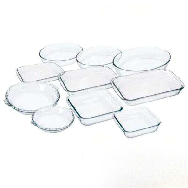 Conjunto Marinex Jogo de Travessas 7 peças Variadas em Vidro Temperado próprias P/ Forno