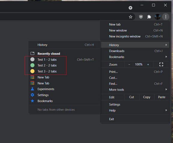 Chrome abas em grupo