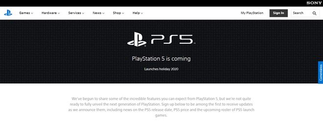 PS5 ganha site oficial e registro de boletim para manter os fãs informados