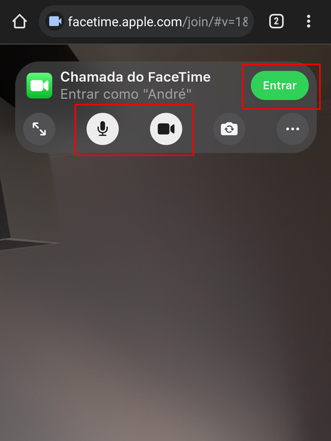 Solicite a entrada na chamada (Imagem: André Magalhães/Captura de tela)
