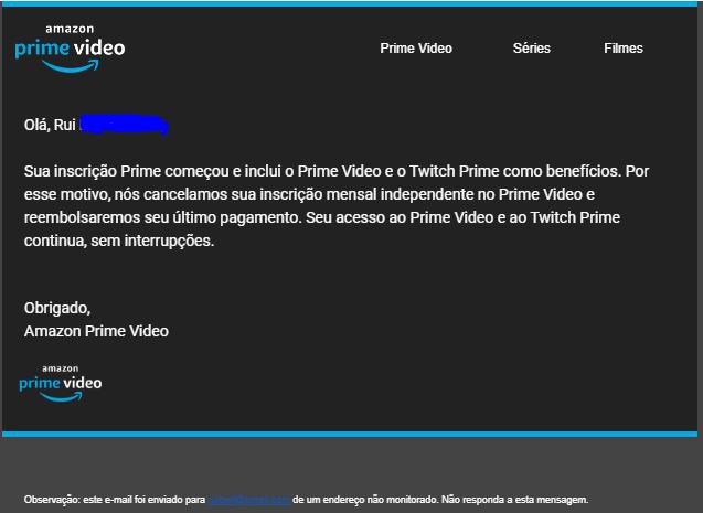 Ao assinar o Amazon Prime, sua assinatura no Prime Video é automaticamente cancelada