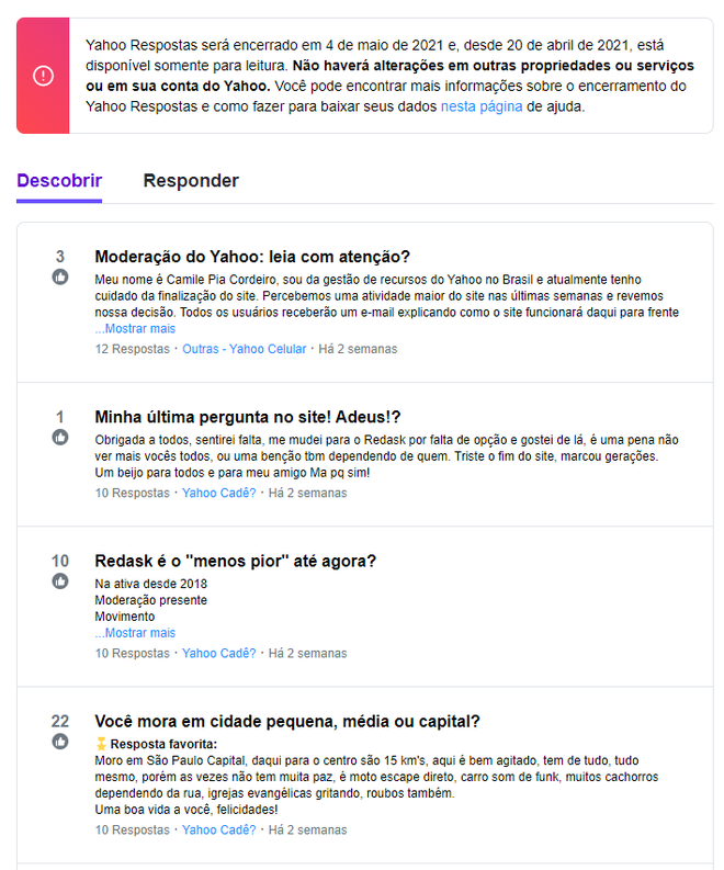 Yahoo Respostas encerra as atividades nesta terça-feira