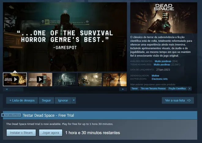 Como jogar Dead Space Remake de graça no Steam Trial para testar o game