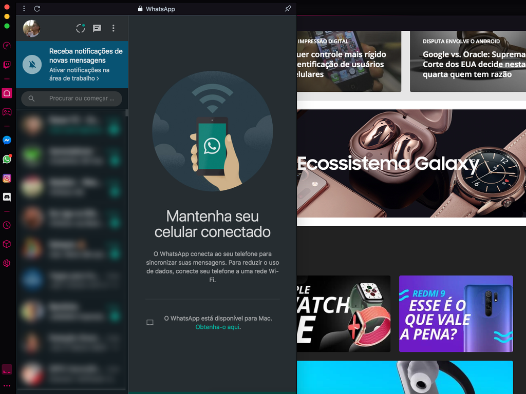 Vincule apps de mensagens para fácil acesso (Imagem: André Magalhães/Captura de tela)