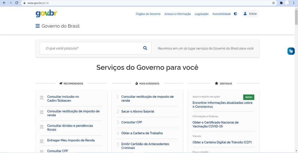 A conta Gov.br é a chave para o acesso ao dinheiro (Imagem: Reprodução/Canaltech/Captura de tela)
