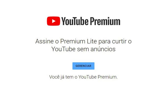 A página de oferta do Premium Lite já está disponível em português (Imagem: Reprodução/YouTube)