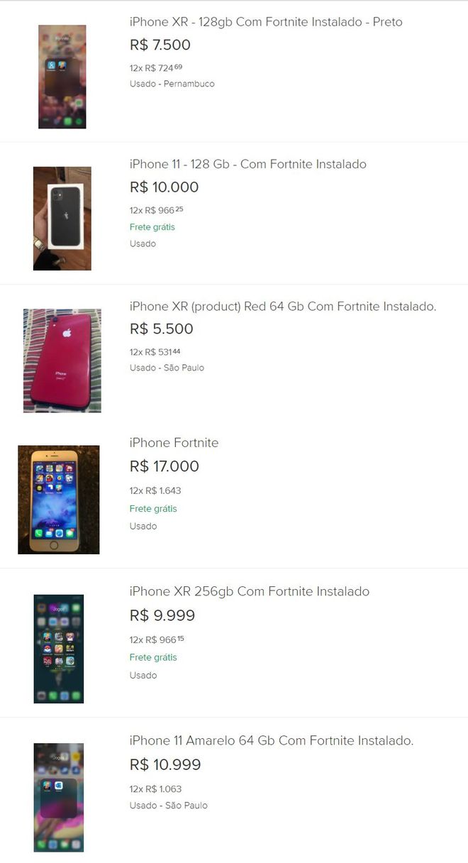 iPhones com Fortnite instalado estão sendo vendidos a preço de