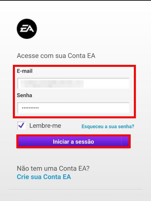 Insira seu e-mail, senha e clique em "Iniciar a sessão" (Captura de tela: Matheus Bigogno)