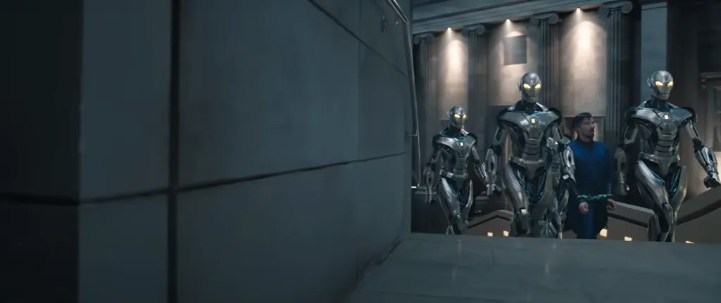 Robôs-Ultron são a prova de que as coisas são bem diferentes nesta realidade (Imagem: Reprodução/Marvel Studios)