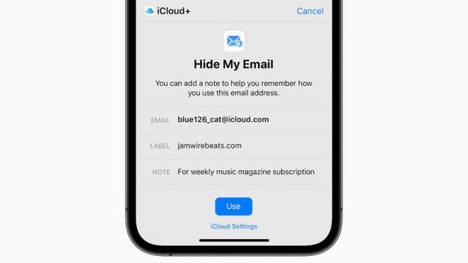 Você pode omitir seu e-mail principal e usar um alternativo para serviços diversos (Imagem: Reprodução/Apple)