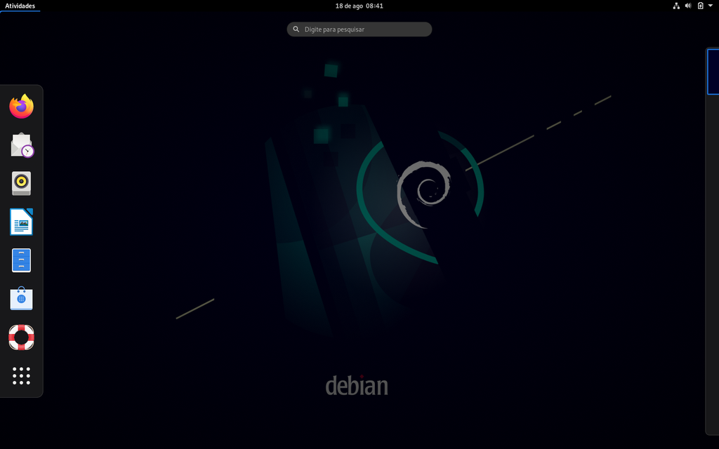 O novo Debian 11 Bullseye apresenta interface moderna e clean (Imagem: Captura de tela/Canaltech)