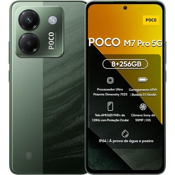 PARCELADO | Xiaomi POCO M7 Pro 5G 256GB 8GB/12GB RAM - Verde