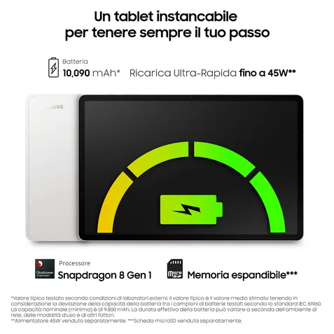 Galaxy Tab S8 Plus - Detalhes de bateria