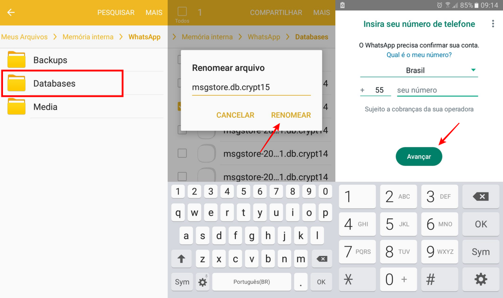 No Android, é possível reaver conversas deletadas por meio da database do Android (Imagem: Captura de tela/Fabrício Calixto/Canaltech)