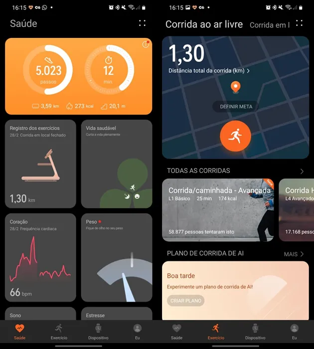 Interface do aplicativo Saúde (Imagem: Captura de tela/Diego Sousa/Canaltech)