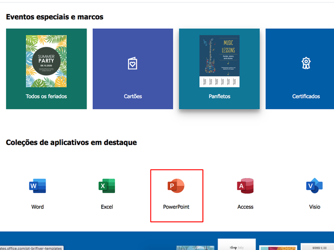 Página de templates permite filtrar por softwares (Imagem: André Magalhães/Captura de tela)