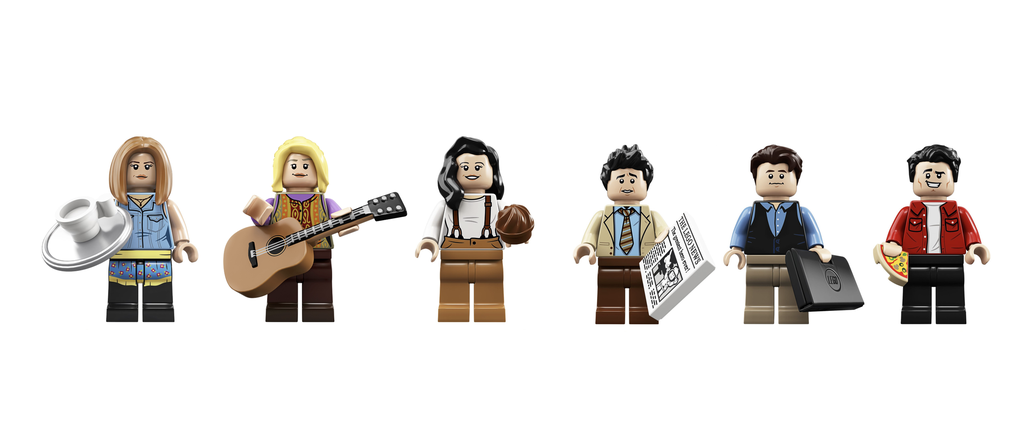 Versões de Lego dos principais personagens de Friends: Rachel, Phoebe, Monica, Ross, Chandler e Joey