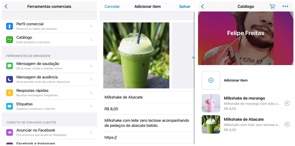 Adicione seus produtos ao catálogo do WhatsApp (Captura de tela: Canaltech/Felipe Freitas)