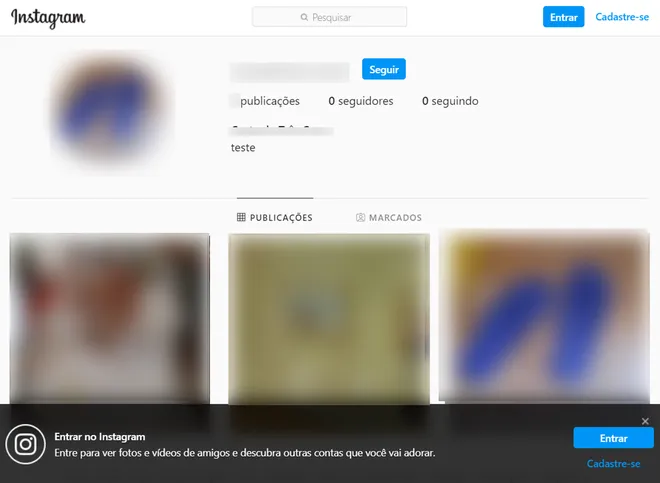 Se você consegue ver o perfil fora do seu login, sua conta foi bloqueada (Imagem: Captura de tela/André Magalhães/Canaltech)