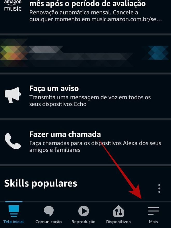 Acesse o app Alexa e entre nas Configurações (Imagem: Guadalupe Carniel/Captura de tela)