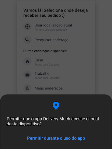 App permite utilizar a localização atual (Imagem: André Magalhães/Captura de tela)