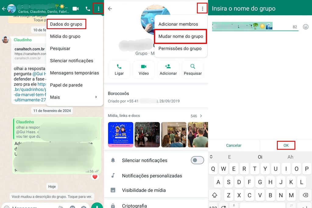 Como alterar o nome de um grupo no WhatsApp para Android (Imagem: Captura de tela/Guilherme Haas/Canaltech)