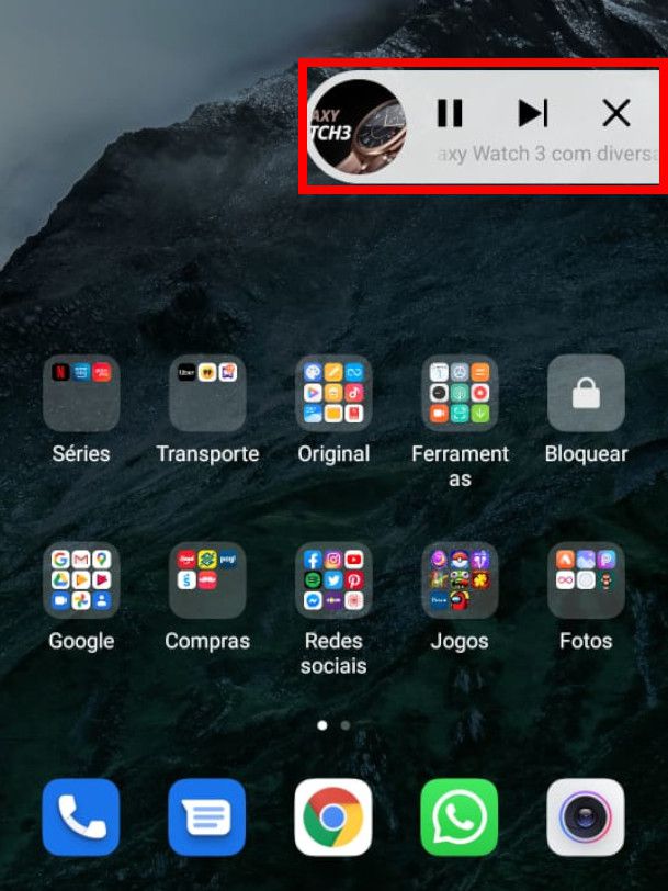 Enquanto você acessa outras abas e apps,será exibido um ícone com o player do vídeo na tela (Captura de tela: Matheus Bigogno)