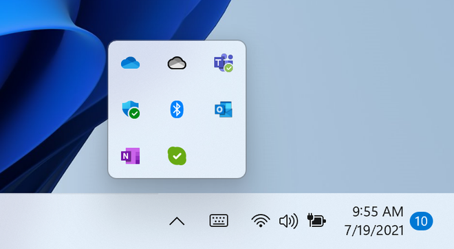 Ícones do canto inferior direito da tela devem combinar mais com o restante do SO (Imagem: Reprodução/Microsoft)