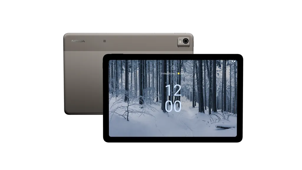 Novo tablet da marca, o Nokia T21 traz refinamentos frente à geração anterior, como novo visual, bateria maior e processamento ligeiramente melhorado (Imagem: Nokia)