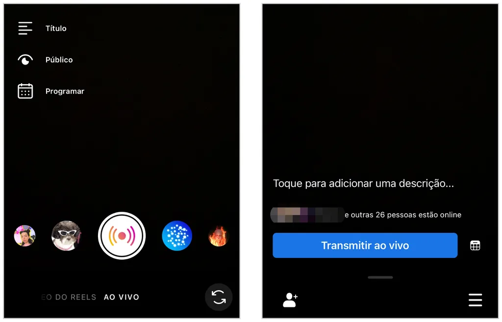 Usar dois celulares é alternativa para fazer live simultânea no Instagram e Facebook (Captura de tela: Caio Carvalho)