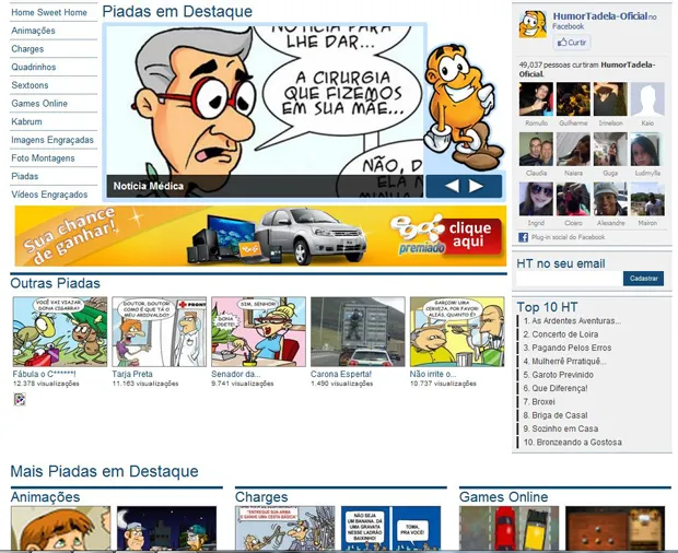 O site de piadas chegou a se considerado o maior do segmento na América Latina (Imagem: Reprodução/Humortadela)