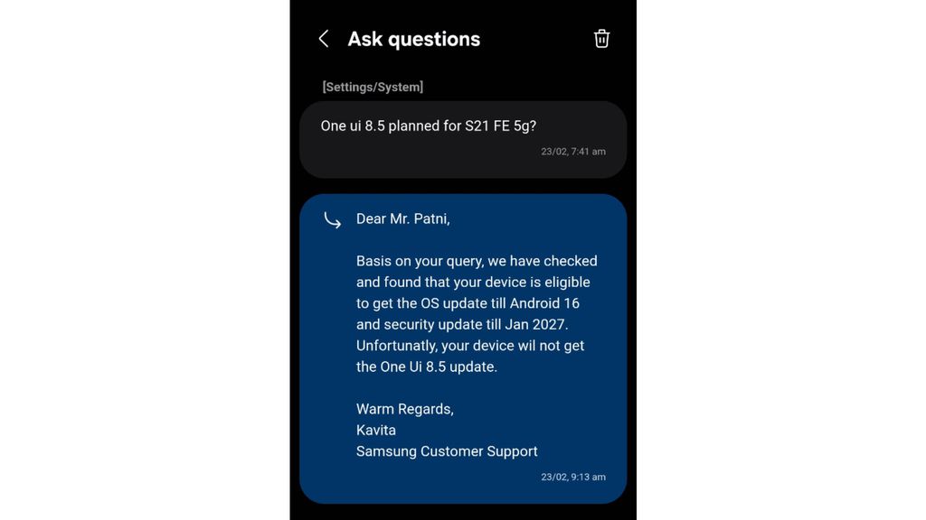 Galaxy S21 FE OneUI 8.5