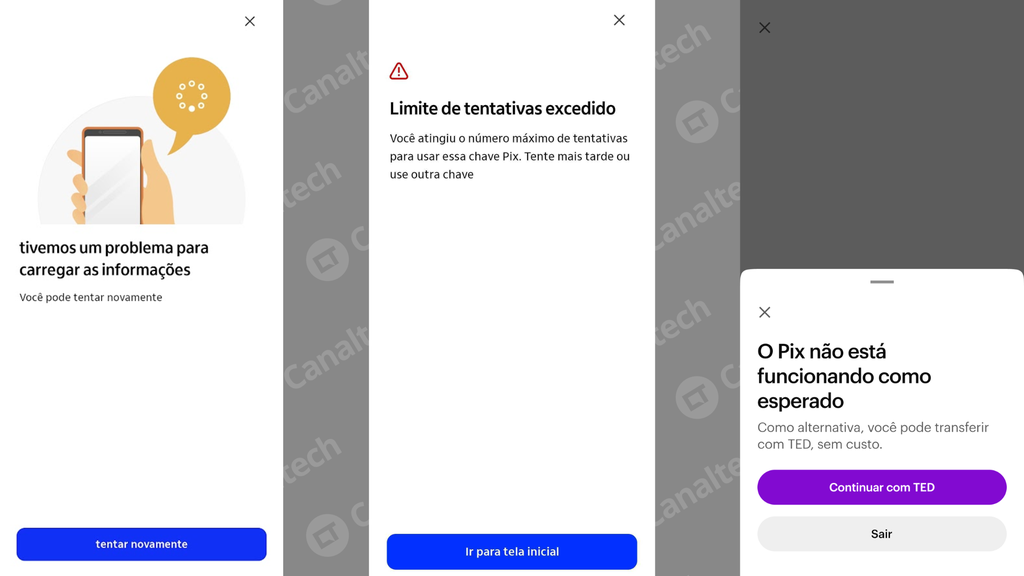 Apps de banco apresentam erro ao fazer Pix nesta sexta-feira (7) (Imagem: Captura de tela/Canaltech)