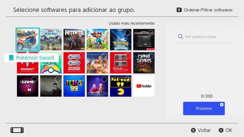 Grupos no Nintendo Switch