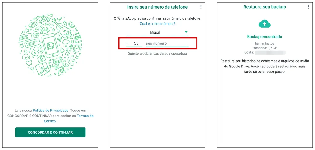 Acesse sua conta pelo app do WhatsApp e recupere suas conversas (Captura de tela: Rodrigo Folter)