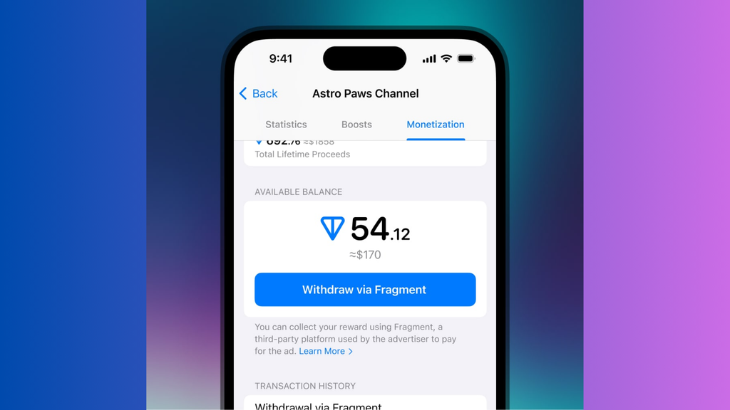 Retiradas do Telegram são feitas pelo Fragment (Imagem: Divulgação/Telegram)