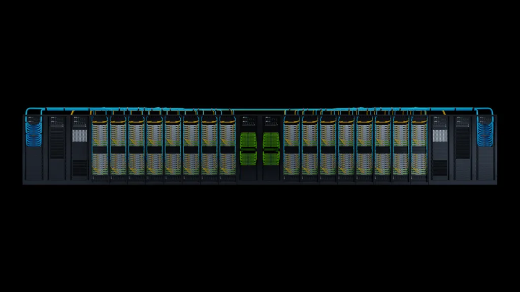 Focado em IA, o novo supercomputador Nvidia DGX GH200 traz 256 superchips GH200 e 144 TB de memória unificada, prometendo 1 ExaFLOP de poder computacional (Imagem: Divulgação/Nvidia)