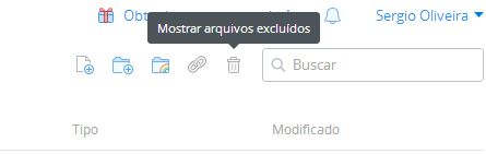 Você pode exibir os arquivos excluídos anteriormente clicando em Você pode exibir os arquivos excluídos anteriormente clicando em