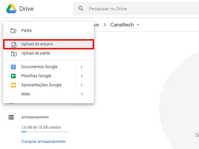 Como salvar arquivos no Google Drive - Canaltech