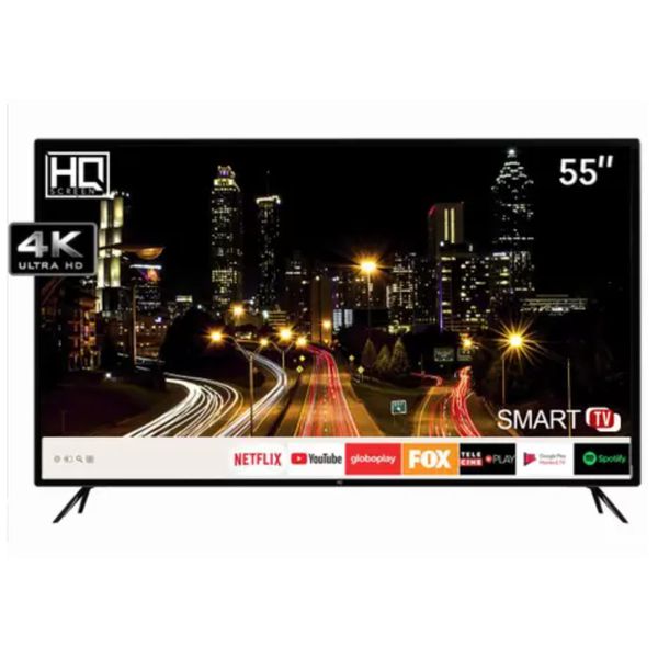 Smart TV LED 55” HQ HQSTV55NY Ultra HD 4K Netflix Youtube 3 HDMI 2 USB Wi-Fi [CUPOM]