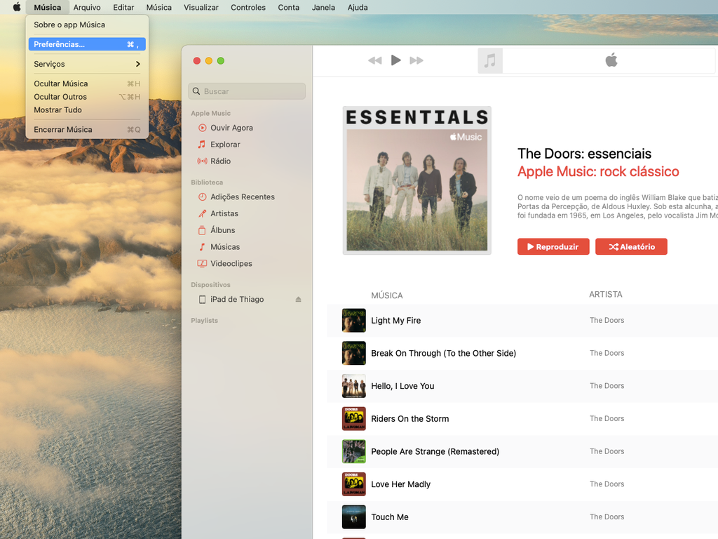 Vá ao menu de preferências do app Música do Mac - Captura de tela: Thiago Furquim (Canaltech)