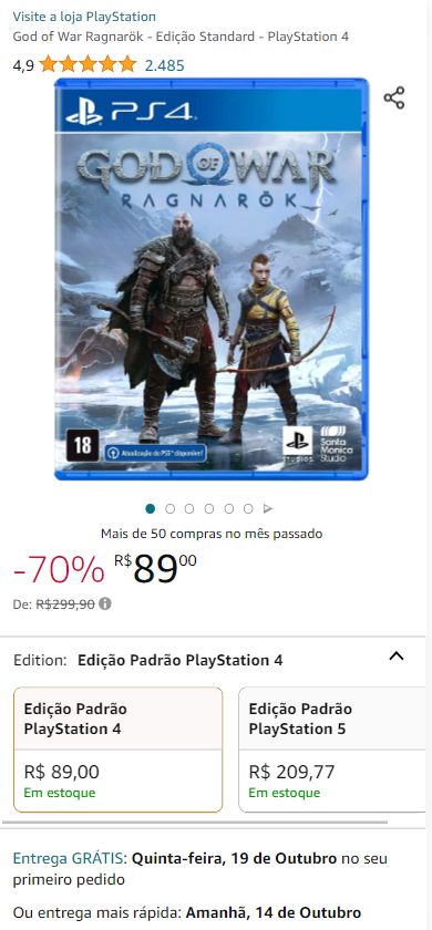 Jogo God of War Ragnarök - Edição Standard - PS4 - Games Você