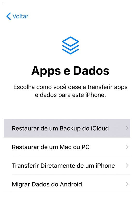 Restaure um backup do iCloud no iPhone (Imagem: Apple)