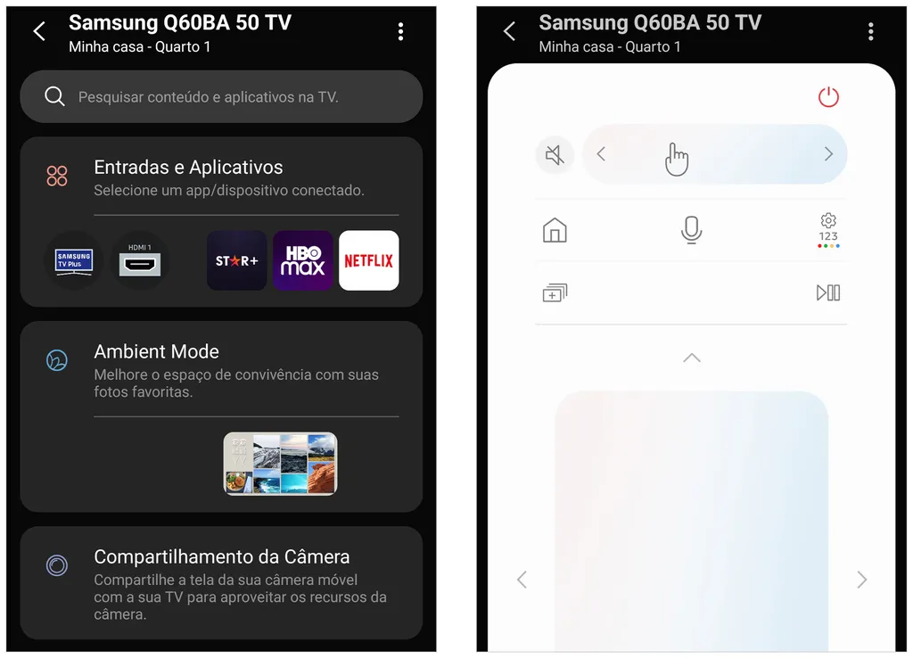 Aplicativo SmartThings permite controlar TVs da Samsung (Imagem: Captura de tela/André Magalhães/Canaltech)