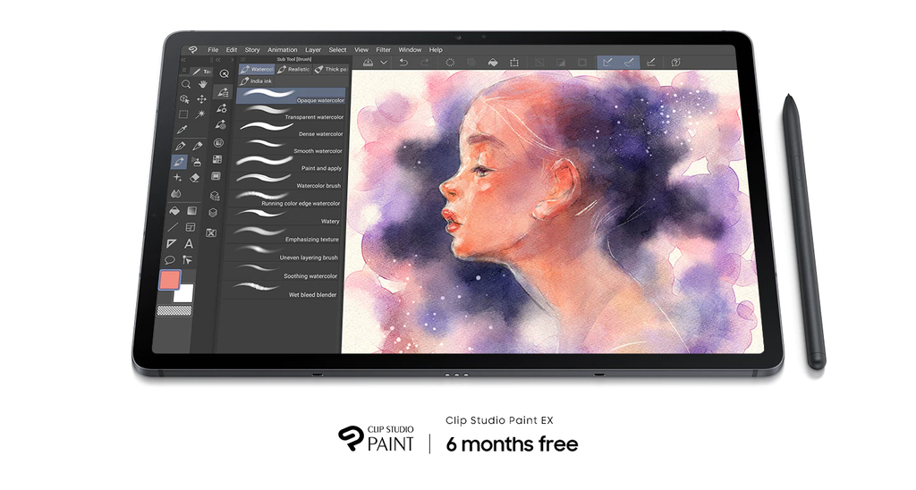 Compradores do novo tablet recebem 6 meses gratuitos do Clip Studio Paint EX (Imagem: Divulgação/Samsung)
